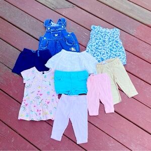 Girls Lot Of Nine Pieces Of Various Clothes Sizes 3-6 & 6/9 Months Clothes